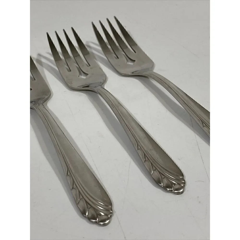3 Oneida HEART OF SWEDEN Stainless Oneidacraft Deluxe Salad Forks Flatware‎
